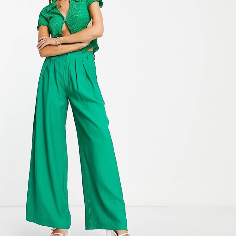 SNDYS Hills Wide Leg Pant in Green Small Women's Trousers NWT